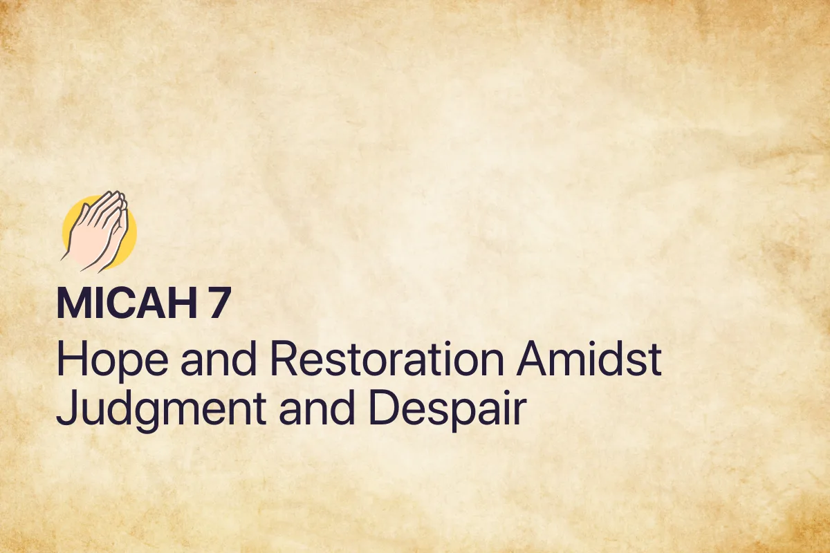 Micah 7: Hope and Restoration Amidst Judgment and Despair